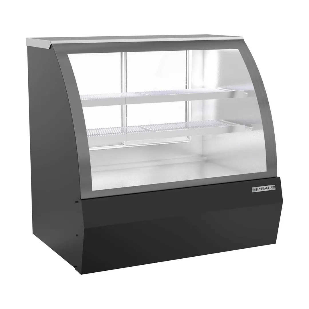 Beverage Air CDR4HC-1-B-D 49 1/4" Curved Glass Black Dry Bakery Display Case, 14 cu. ft.