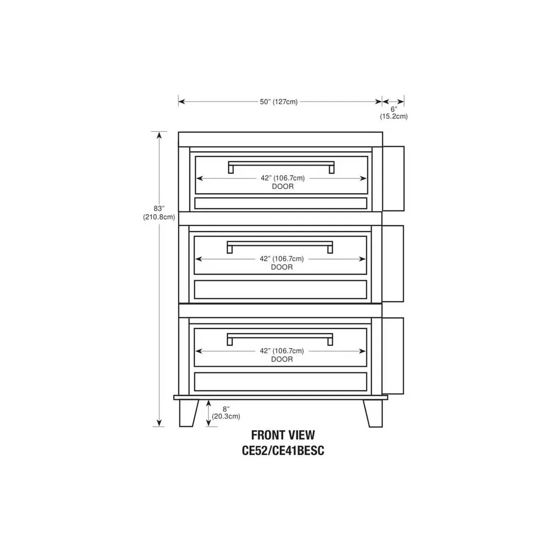 Peerless CE52/41BESC 56" Electric Bake & Roast Oven, Triple Deck