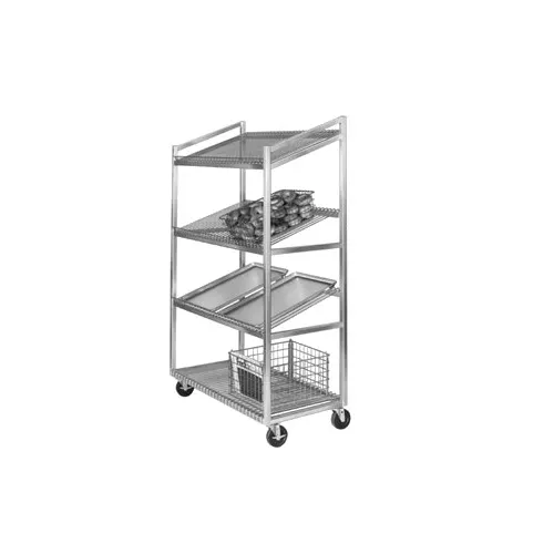 Channel SORT-4 Aluminum 4 Shelf Angled Merchandising & Display Rack / Cart