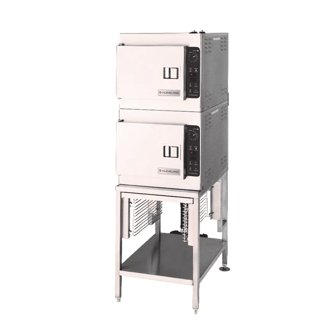 Cleveland (2) 21CET8 6 Pan Electric Convection Steamer, Double Stacked, Electric Generator, Plumbed