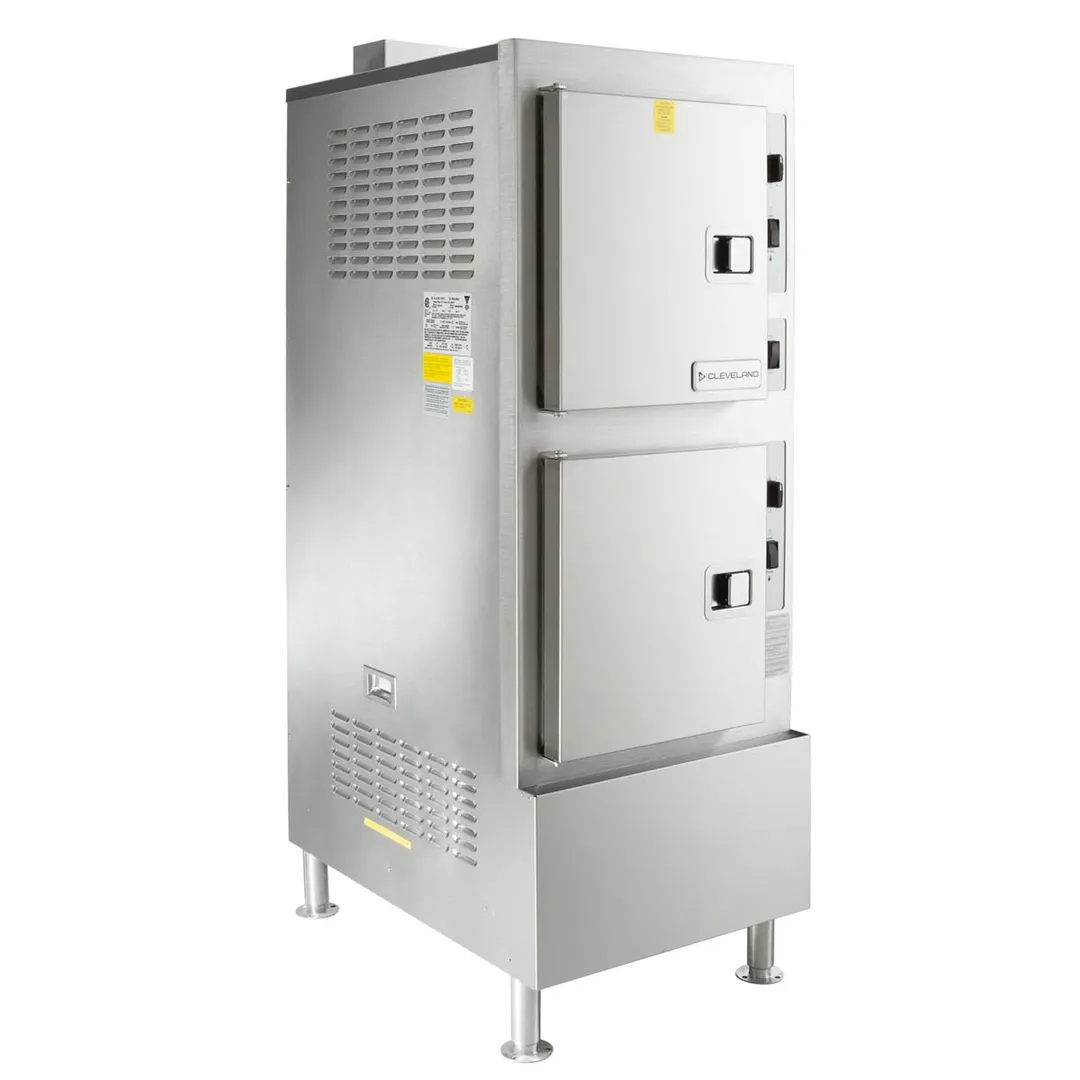 Cleveland 24CGA10 10 Pan Floor Gas Convection Steamer, (2) Stacked, Cabinet, 125.000 BTU