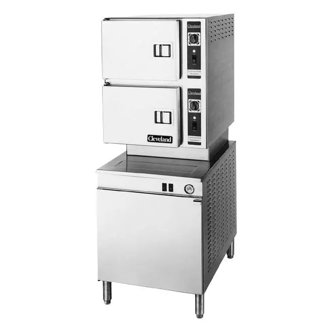 Cleveland 24CGM200 Classic Series 6 Pan Natural Gas Convection Floor Steamer, (2) Stacked, 200.000 BTU