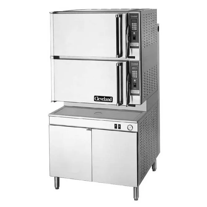 Cleveland 36CGM16300 16 Pan Gas Floor Convection Steamer, (2) Stacked, Cabinet Base, 300.000 BTU