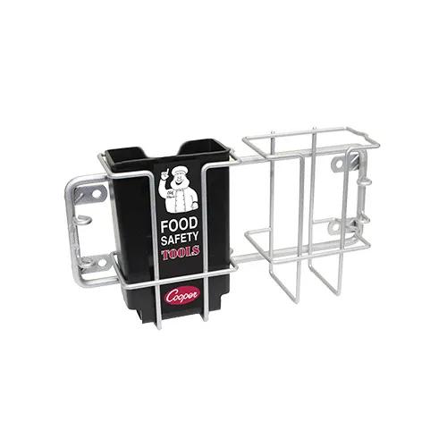 Cooper-Atkins 9391 Thermometer Wall Rack, 10-1/2" x 3" x 4-1/2", Wire, Steel Frame, ABC Plastic Cup