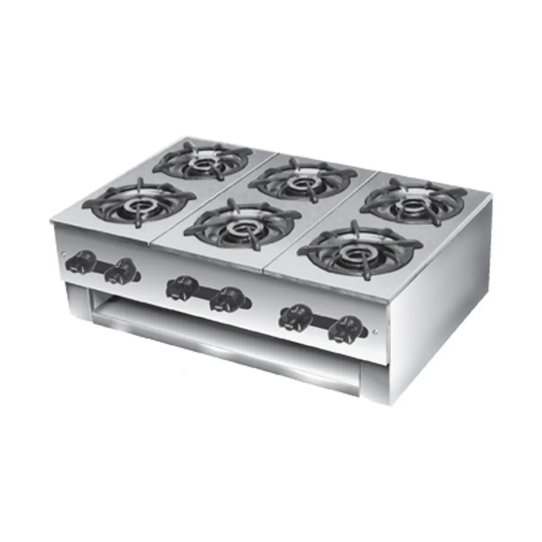Comstock-Castle 1093 30" Countertop Gas Hotplate with (6) Burners, Manual Controls, 72.000 BTU