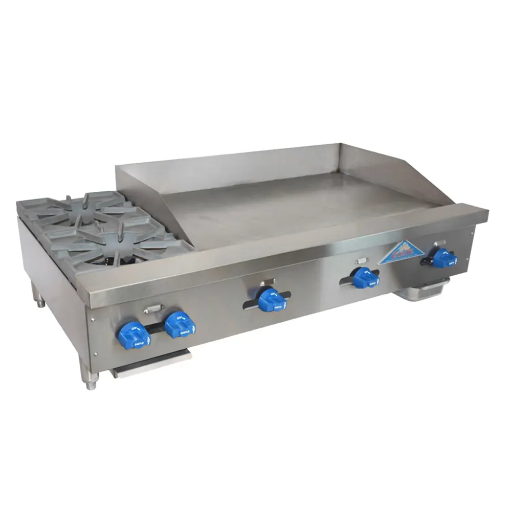 Comstock-Castle 3248-36 48" Countertop Gas Griddle/Hotplate Combo, Manual Controls, 123.000 BTU