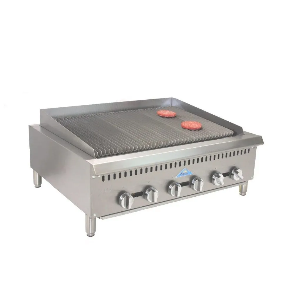 Comstock-Castle CCHLB36 36" Countertop Gas Lava Rock Charbroiler with (6) Burners, 120.000 BTU
