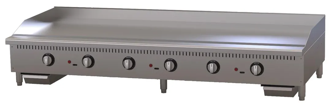 Comstock-Castle CS-G72-TH-C 72" Countertop Thermostatic Gas Griddle, Chrome Surface, 180.000 BTU