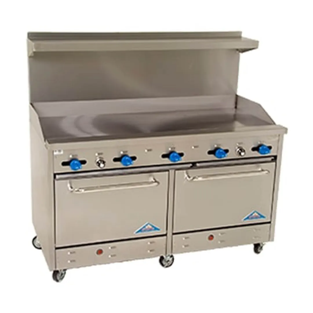 Comstock-Castle F3218-48 48" Gas Restaurant Range w/ 48" Full Griddle, (2) Space Saver Ovens, 144.000 BTU