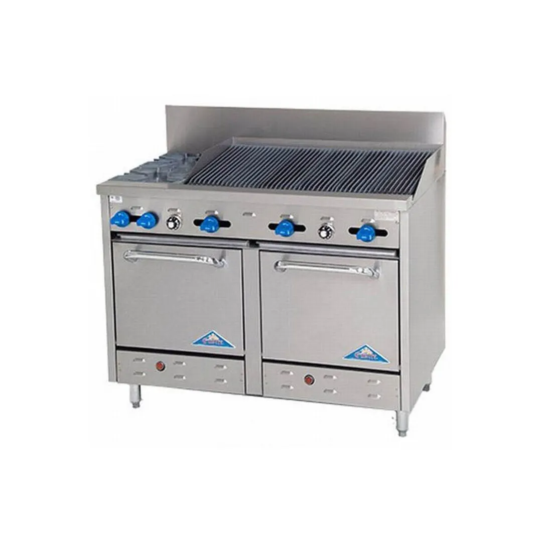 Comstock-Castle F3226-4RB 60" Gas Restaurant Range w/ (2) Open Burners, 48" Charbroiler, (2) Standard Ovens, 234.000 BTU