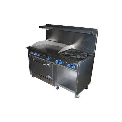 Comstock-Castle F33032-24 60" Gas Restaurant Range w/ (6) Open Burners, (1) 24" Griddle, (1) Standard Oven, (1) Cabinet Base, 240.000 BTU