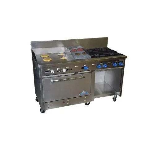 Comstock-Castle F33032-30-1.5RB 60" Gas Restaurant Range w/ (2) Open Burners, (1) 30" Griddle, (1) 18" Charbroiler, (1) Standard Oven, (1) Cabinet,Base, 196.000 BTU