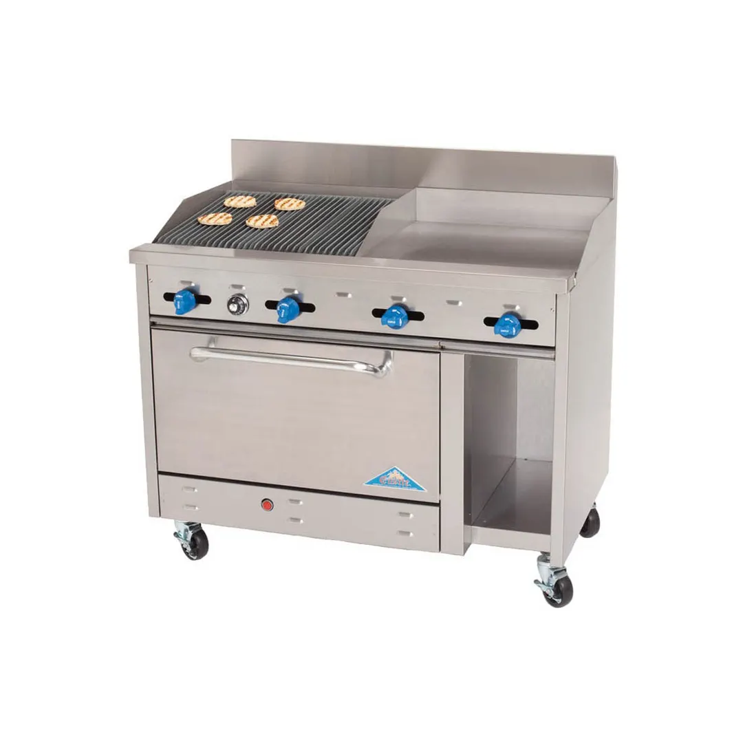 Comstock-Castle F33033-48-2RB 72" Gas Restaurant Range w/ (1) 48" Griddle, (1) 24" Charbroiler, (1) Standard Oven, (1) Cabinet Base, 186.000 BTU