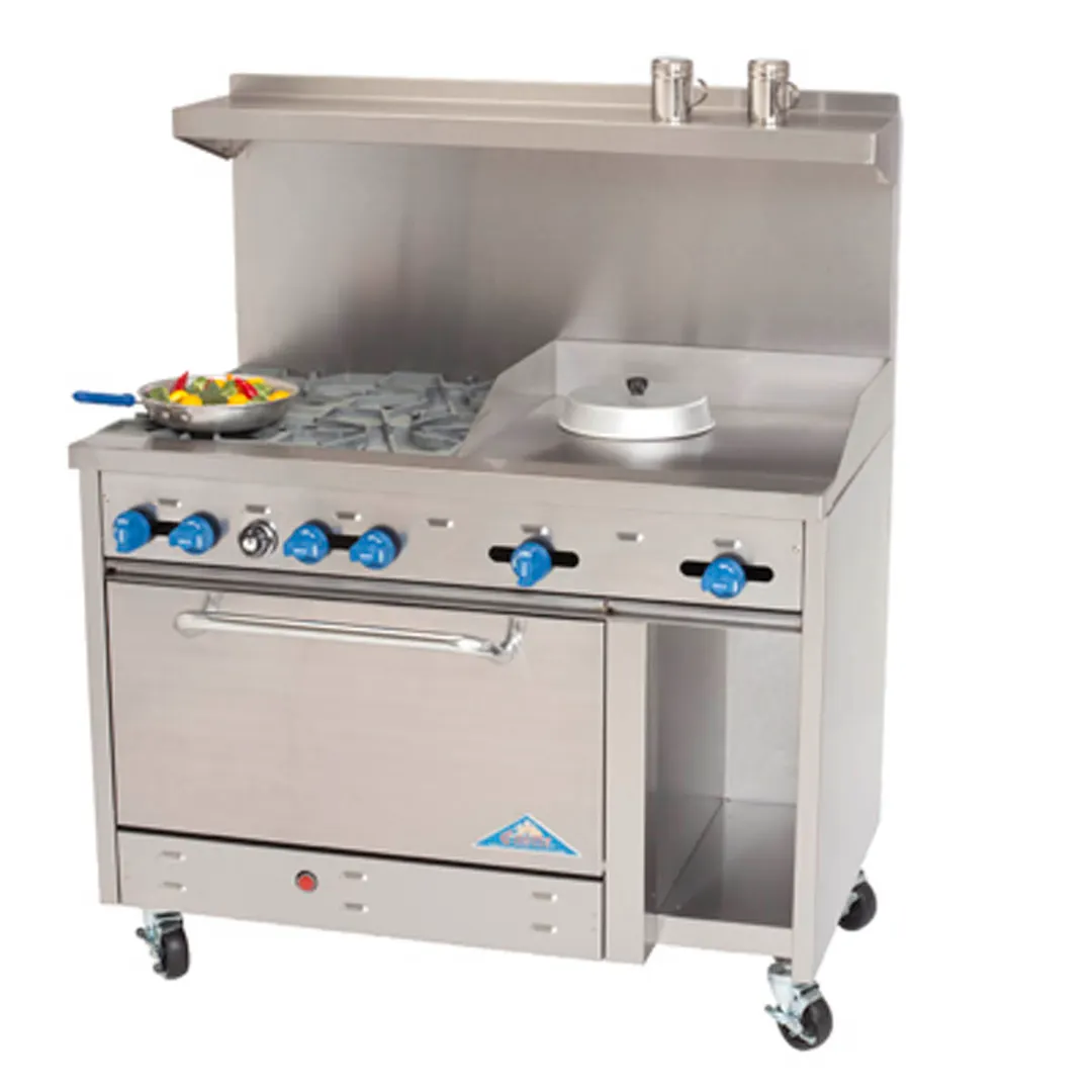 Comstock-Castle F33033-48 72" Gas Restaurant Range w/ (4) Open Burners, (1) 48" Griddle, (1) Standard Oven, (1) Cabinet Base, 234.000 BTU 