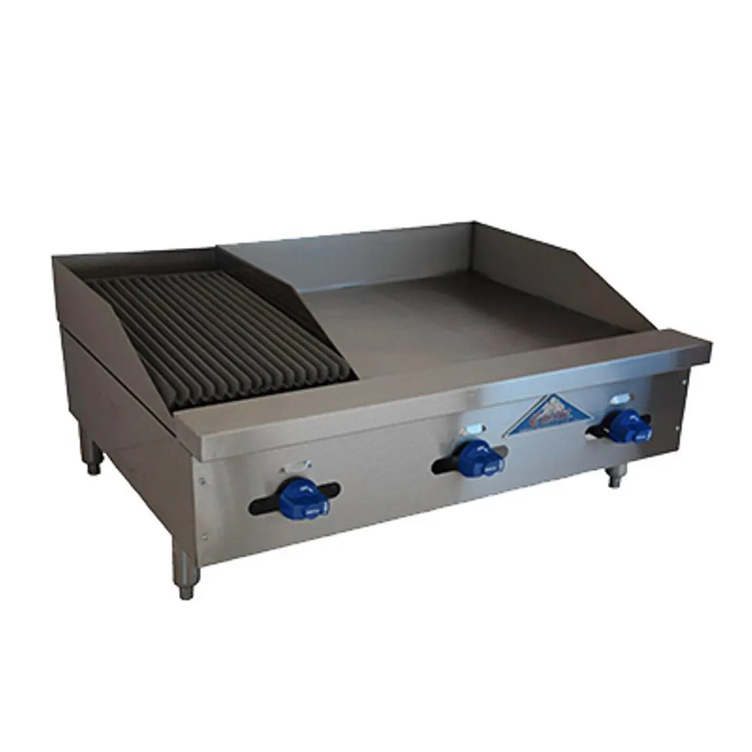 Comstock-Castle FHP36-24-1LB 36" Countertop Gas Griddle/Charbroiler Combination, 83.000 BTU