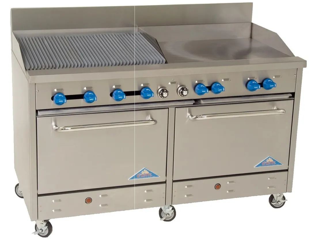 Comstock-Castle F3226-42-1.5RB 60" Gas Restaurant Range w/ (1) 42" Griddle, (1) 18" Charbroiler, (2) Standard Ovens, 208.000 BTU