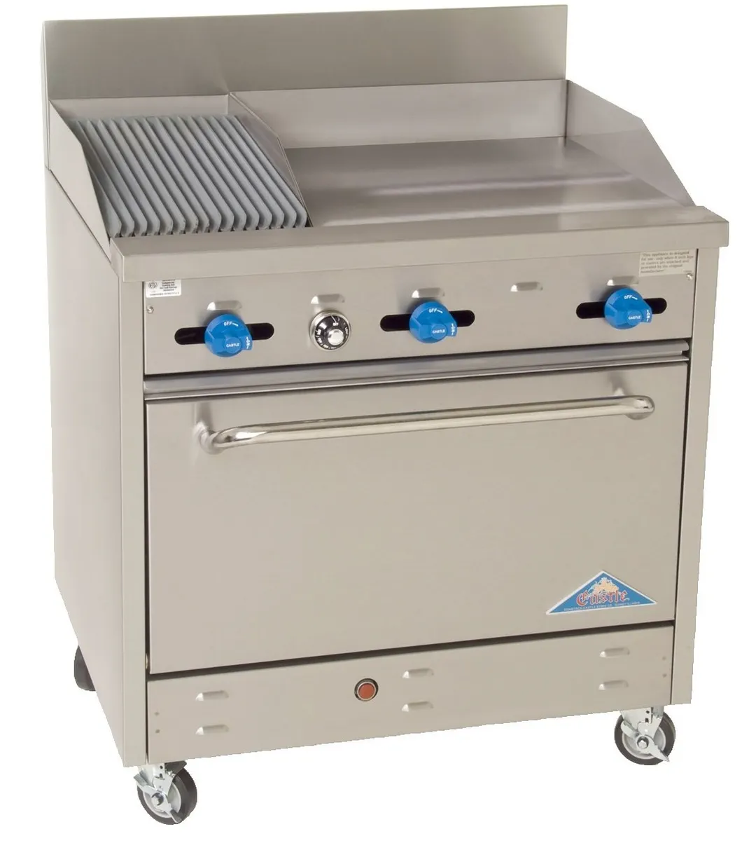 Comstock-Castle F330-24-1RB 36" Gas Restaurant Range w/ (1) 24" Griddle, (1) 12" Charbroiler, (1) Standard Oven, 108.000 BTU