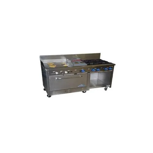 Comstock-Castle F33033-6RB 72" Gas Restaurant Range w/ 72" Full Charbroiler, (1) Standard Oven, (1) Cabinet Base, 210.000 BTU