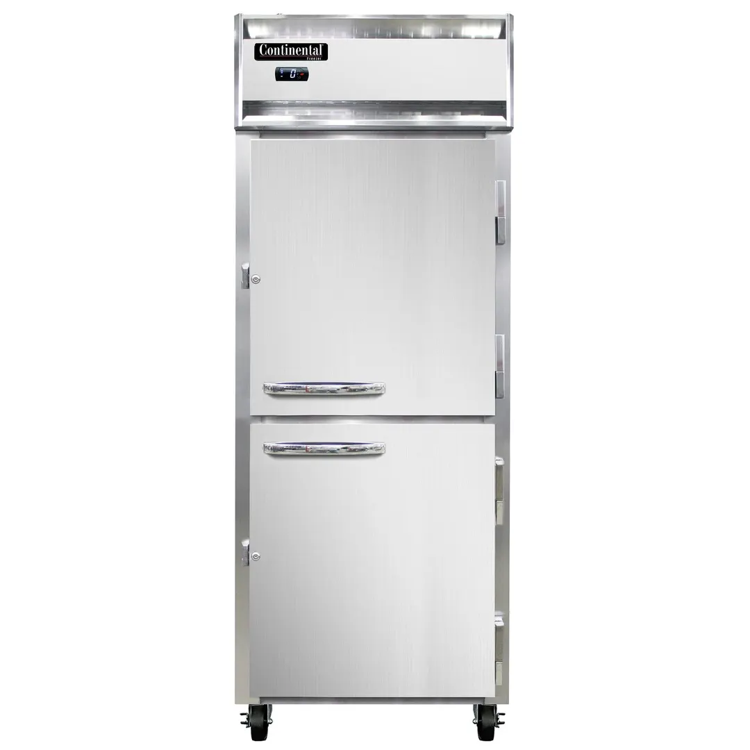 Continental Refrigerator 1FENSAPTHD 28" 4-Solid Half Doors Pass-Thru Freezer, Top Mounted, Stainless Steel, 22 cu. ft.
