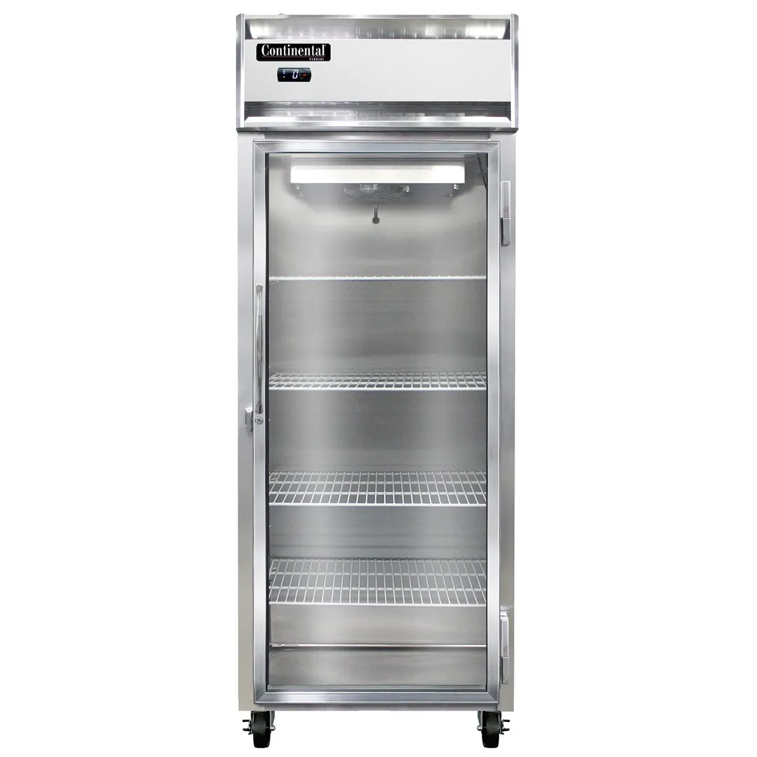 Continental Refrigerator 1FENSSGD 28" 1-Section Glass Door Reach-In Freezer, Top Mounted, 21 cu. ft., Stainless Steel