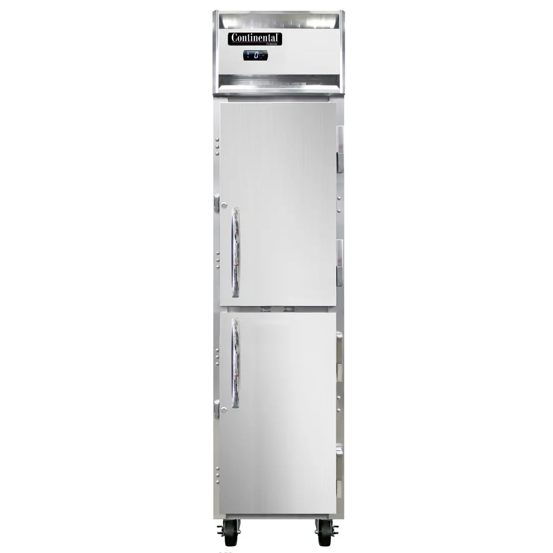 Continental Refrigerator 1FSENHD 17-3/4" 1-Section Reach-In Freezer, 2 Half Solid Doors, Top Mounted, 15 cu. ft., Stainless Steel Front