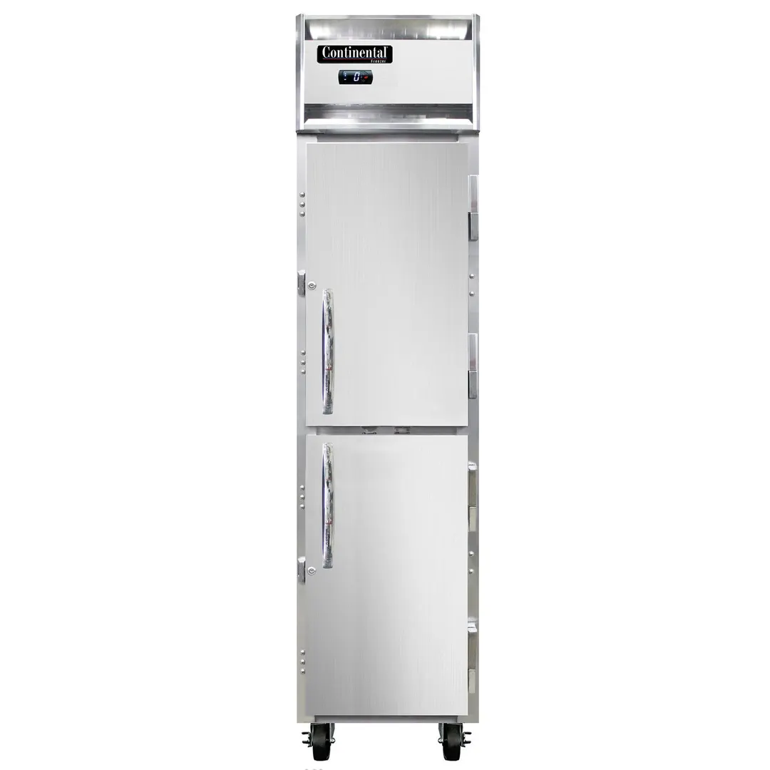 Continental Refrigerator 1FSENSSHD 17-3/4" 1-Section Reach-In Freezer, 2 Half Solid Doors, Stainless Steel, Top Mounted, 15 cu. ft.