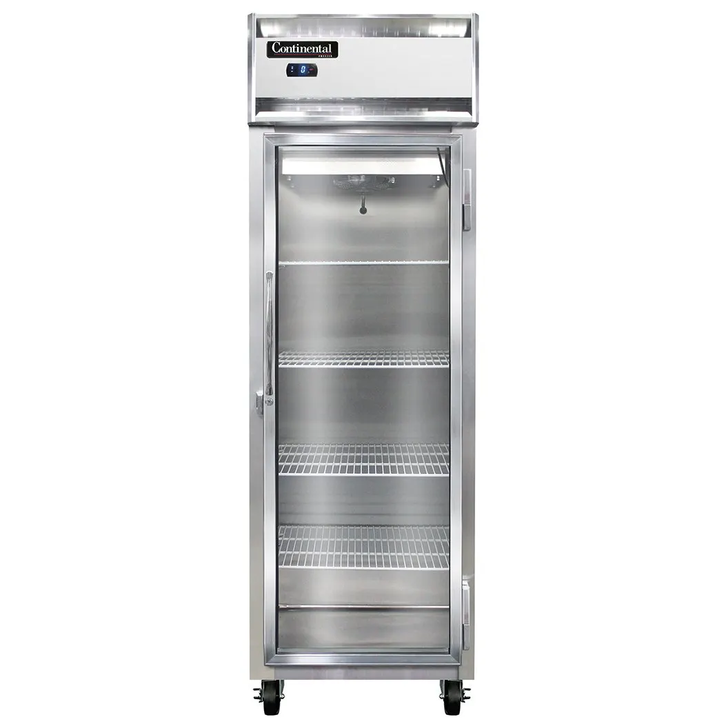 Continental Refrigerator 1FSNGD 26" 1-Section Reach-In Freezer, Glass Door, Top Mounted, 16 cu. ft., Stainless Steel Front