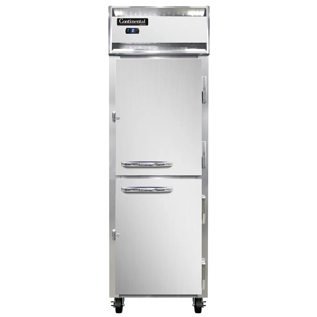 Continental Refrigerator 1FSNSSHD 26" 1-Section Reach-In Freezer, 2 Half Solid Doors, Stainless Steel, Top Mounted, 16 cu. ft.