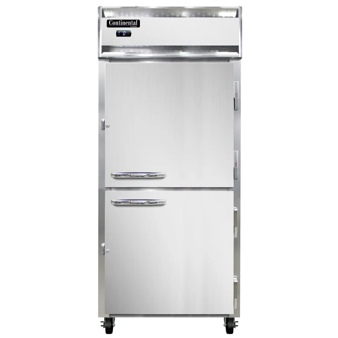 Continental Refrigerator 1FXNPTHD 36" 4-Half Solid Door Pass-Thru Freezer, Top Mounted, 30 cu. ft., Stainless Steel Front