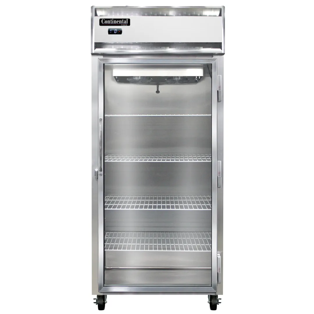 Continental Refrigerator 1FXNGD 36" 1-Glass Door Reach-In Freezer, Top Mounted, 30 cu. ft., Stainless Steel Front