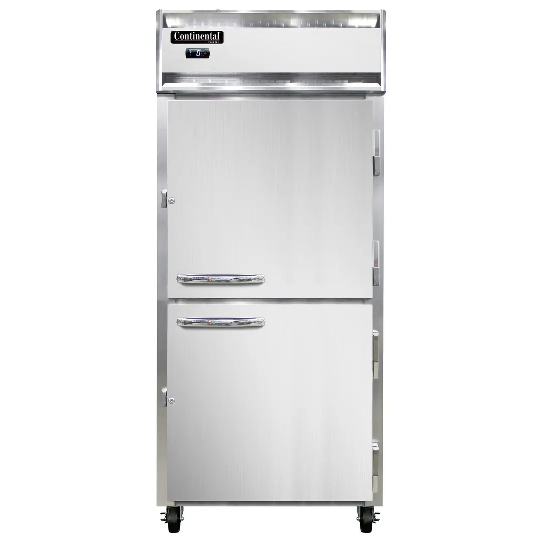 Continental Refrigerator 1FXNHD 36" 1-Section Reach-In Freezer, 2 Half Solid Doors, Top Mounted, 30 cu. ft.