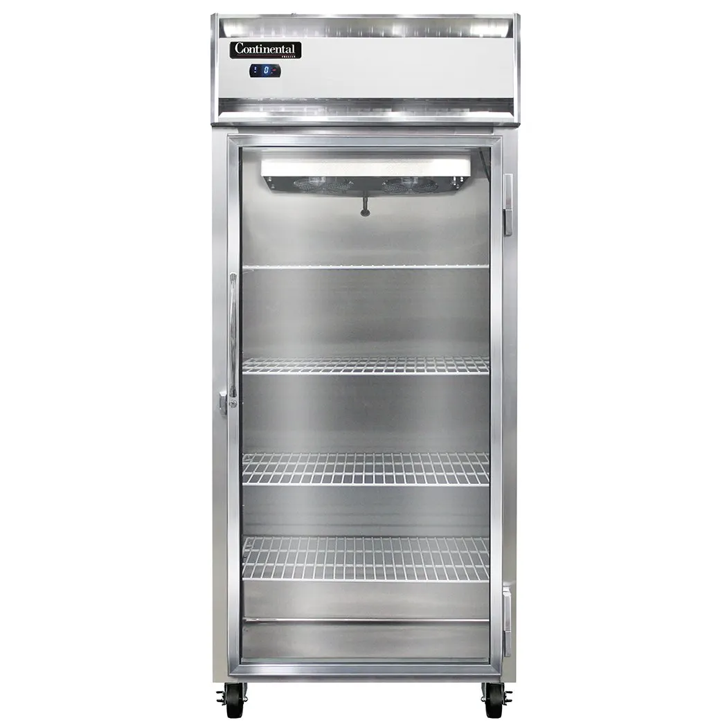 Continental Refrigerator 1FXSNSAGD 36” 1-Glass Door Reach-In Freezer, Top Mounted, 26 cu. ft., Stainless Steel