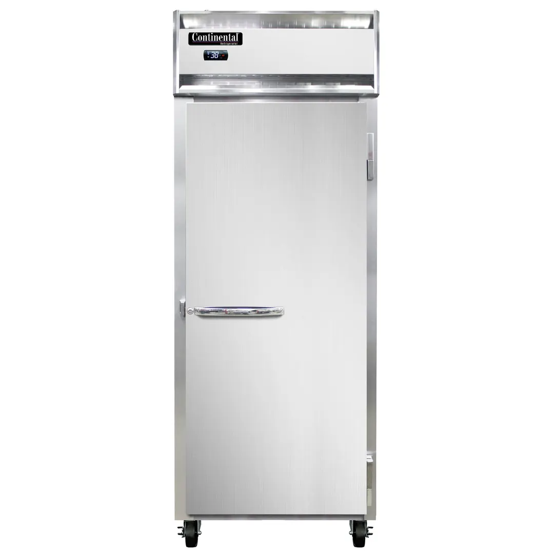 Continental Refrigerator 1RENPT 29" 1-Section Pass-Thru Refrigerator w/ 2 Solid Doors, Stainless Steel Front Aluminum Ends, 22 cu ft