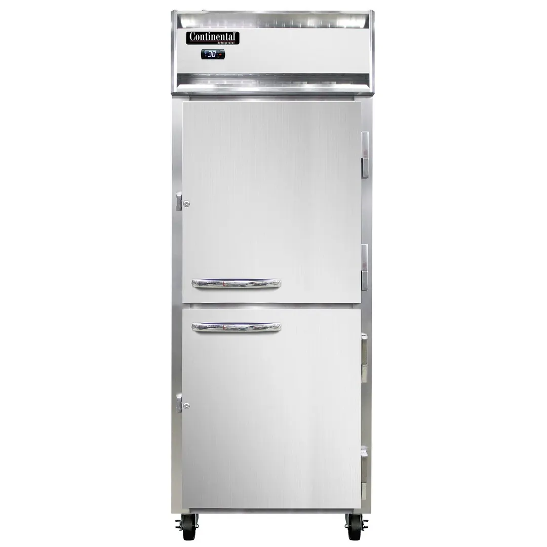Continental 1RENSSHD 28.5" 1-Section Reach-In Refrigerator w/ 2 Half Solid Doors, All Stainless Steel, 21 cu. ft.