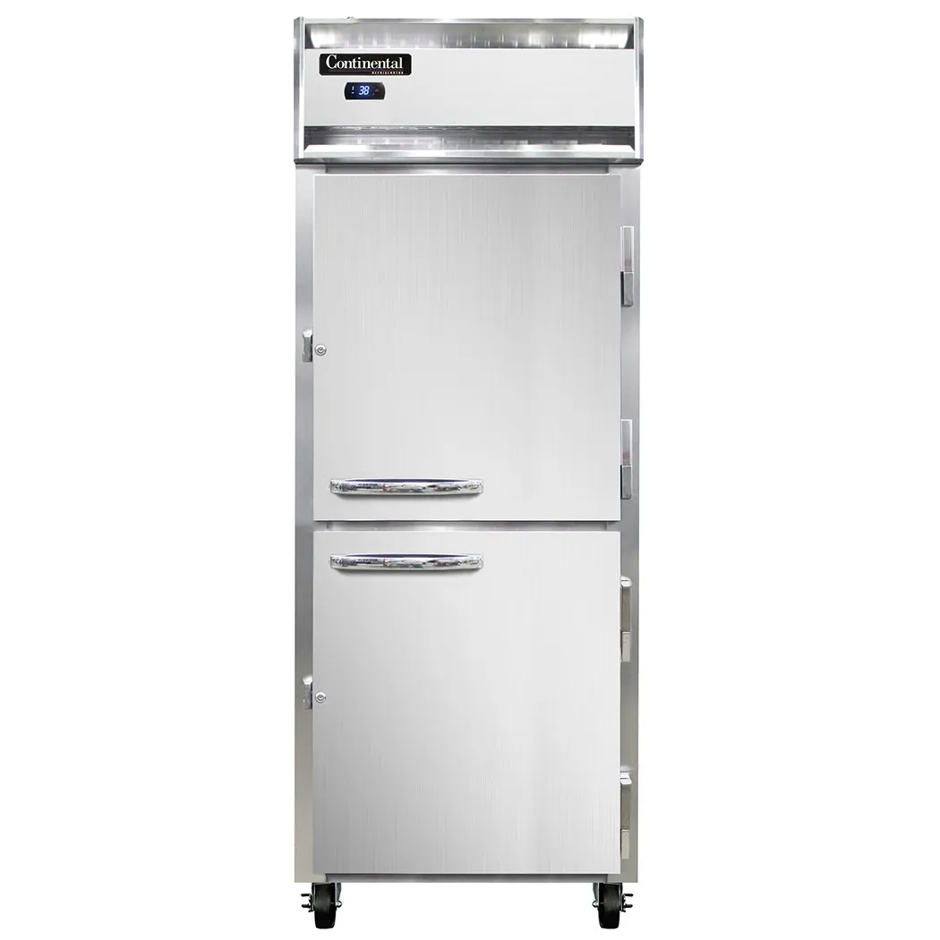Continental 1RESNSAHD 28.5" One Section Reach-In Refrigerator w/ 2 Solid Half Doors, Stainless Steel Exterior, 18 cu. ft.