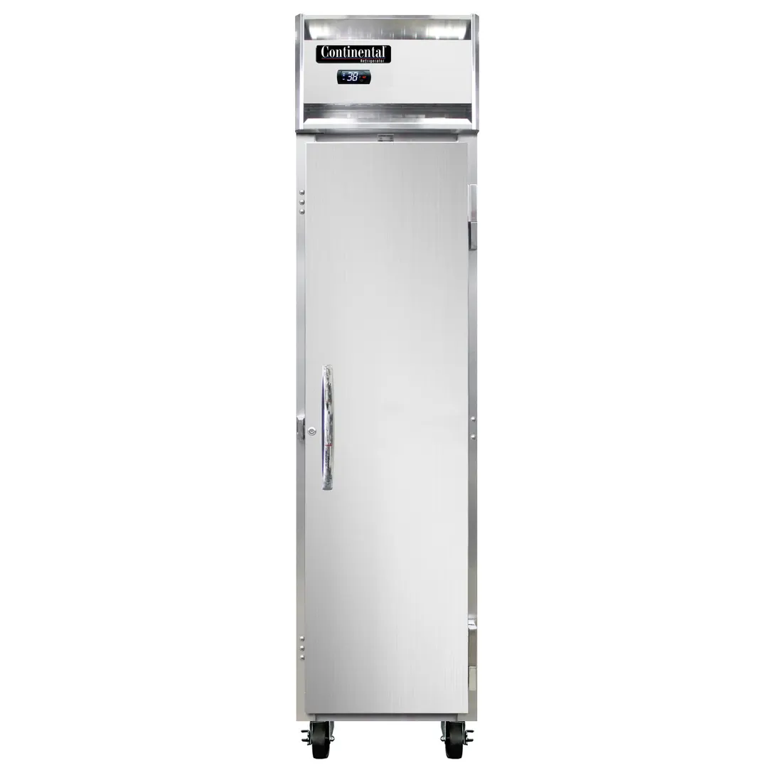 Continental Refrigerator 1RSEN 18" 1-Section Reach-In Refrigerator w/ Solid Door, Stainless Steel Front Aluminum Exterior, 15 cu. ft.