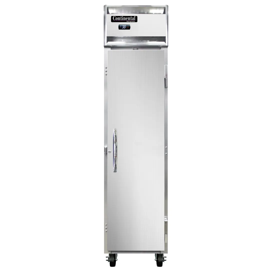 Continental 1RSENSS 18" 1-Section Reach-In Refrigerator w/ Solid Door, All Stainless Steel, 15 cu. ft.