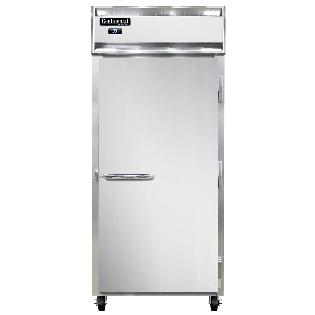 Continental Refrigerator 1RXNPT 36" 1-Section Pass-Thru Refrigerator w/ 2 Solid Doors, Stainless Steel Front Aluminum Ends, 30 cu. ft.