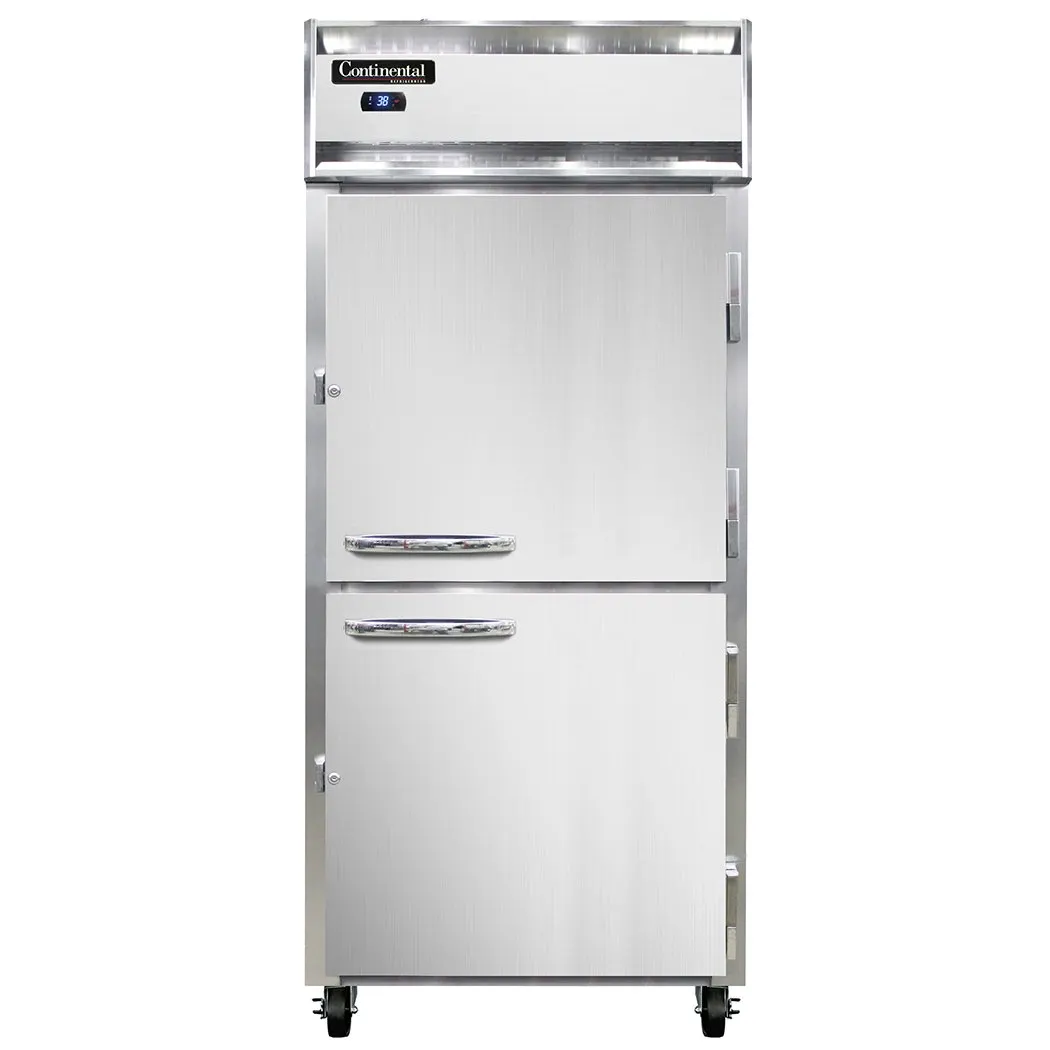 Continental 1RXSNSAHD 36" 1-Section Reach-In Refrigerator w/ 2 Solid Doors, Stainless Steel Exterior, 26 cu. ft.