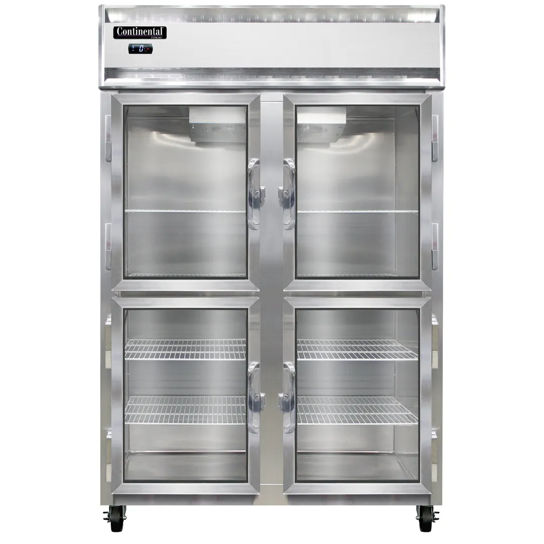 Continental Refrigerator 2FNGDHD 52" 2-Section Reach-In Freezer, 4 Glass Half Doors, Top Mounted, 48 cu. ft.