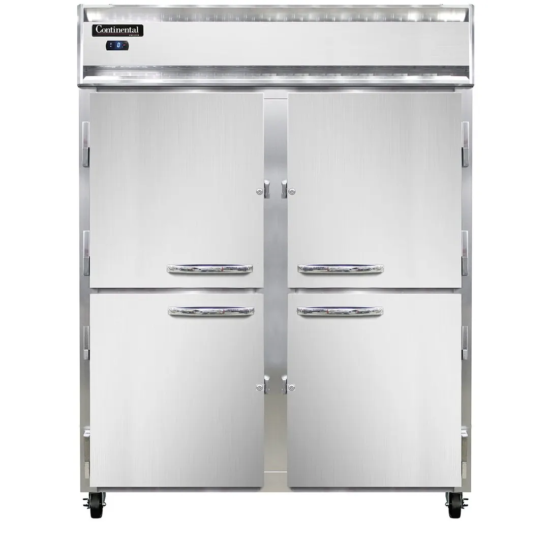 Continental Refrigerator 2FESNSSHD 57" Two Section Reach-In Freezer w/ 4 Half Solid Doors, All Stainless Steel, 40 cu. ft.