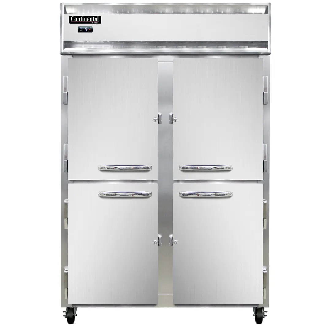 Continental Refrigerator 2FNSAHD 52" 2-Section Reach-In Freezer, 4 Half Solid Doors, Stainless Steel, 48 cu. ft.