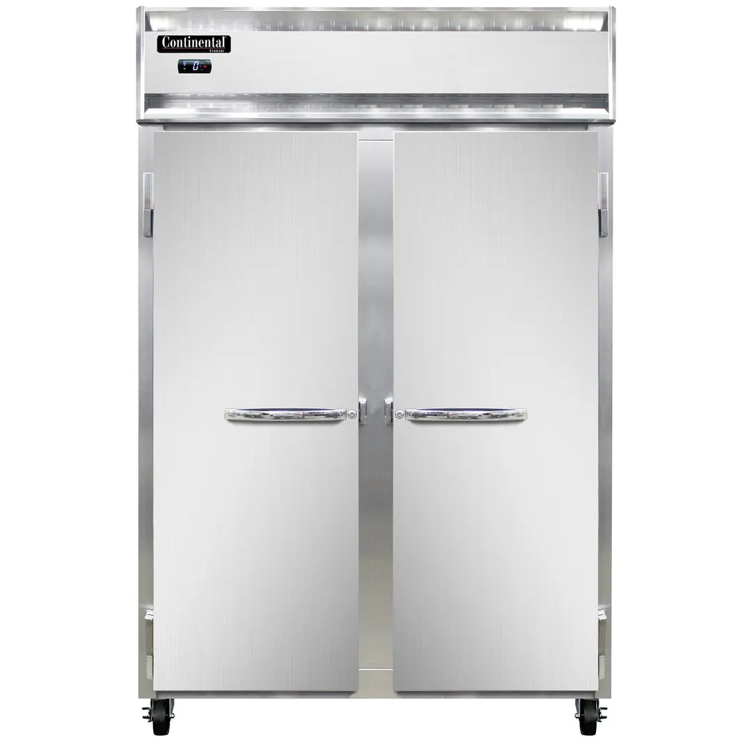 Continental Refrigerator 2FNSS 52" 2-Solid Door Reach-In Freezer, Top Mounted, 48 cu. ft., Stainless Steel