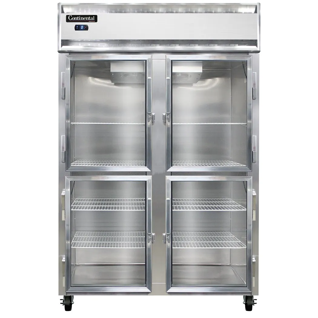 Continental Refrigerator 2FSGDHD 52" Two Section Reach-In Freezer w/ 4 Half Glass Doors, 32 cu. ft.