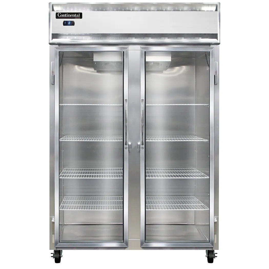 Continental Refrigerator 2FSNSSGD 52" Two Section Reach-In Freezer w/ 2 Glass Doors, All Stainless Steel, 32 cu. ft.