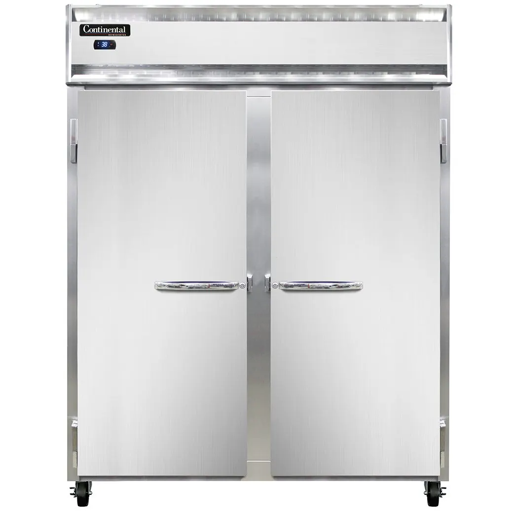 Continental Refrigerator 2RESN 57" 2-Section Reach-In Refrigerator w/ 2 Solid Doors, Stainless Steel Front Aluminum Exterior, 40 cu.ft.