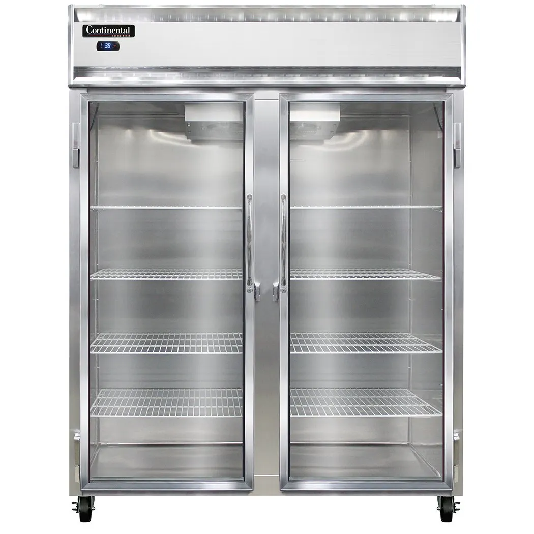 Continental 2RESNGD 57" 2-Section Reach-In Refrigerator w/ 2 Glass Doors, Stainless Steel Front Aluminum Exterior, 40 cu.ft.