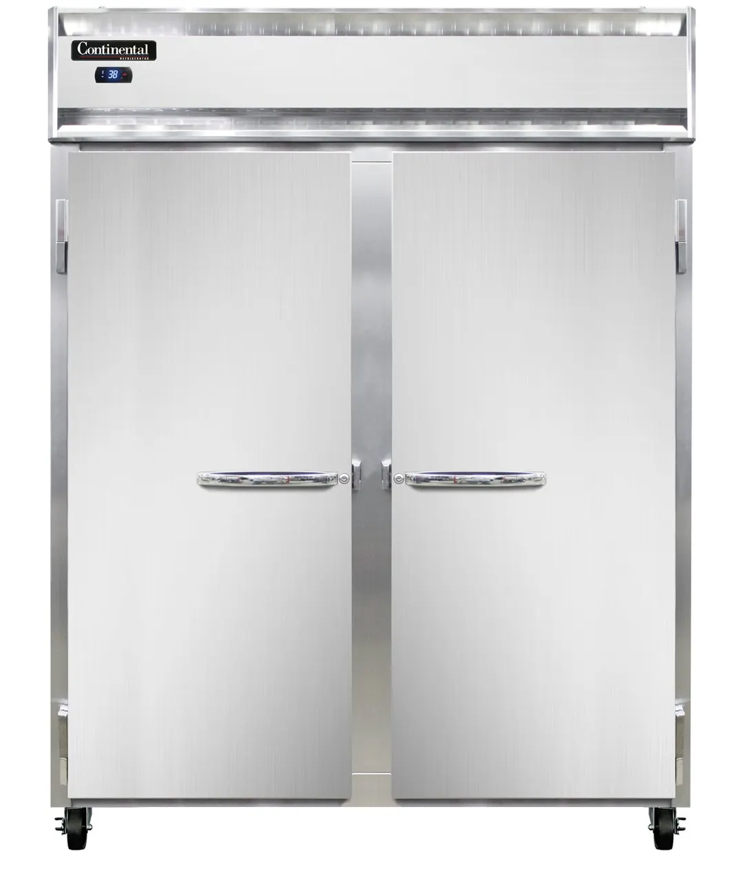 Continental Refrigerator 2RESNSS 57" 2-Section Reach-In Refrigerator w/ 2 Solid Doors, All Stainless Steel, 40 cu.ft.