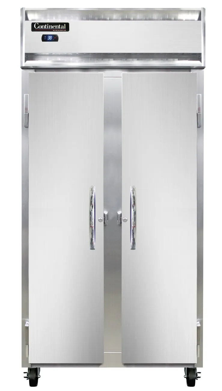 Continental Refrigerator 2RSENSA 36" 2-Section Reach-In Refrigerator w/ 2 Solid Doors, Stainless Steel Exterior, 30 cu.ft.