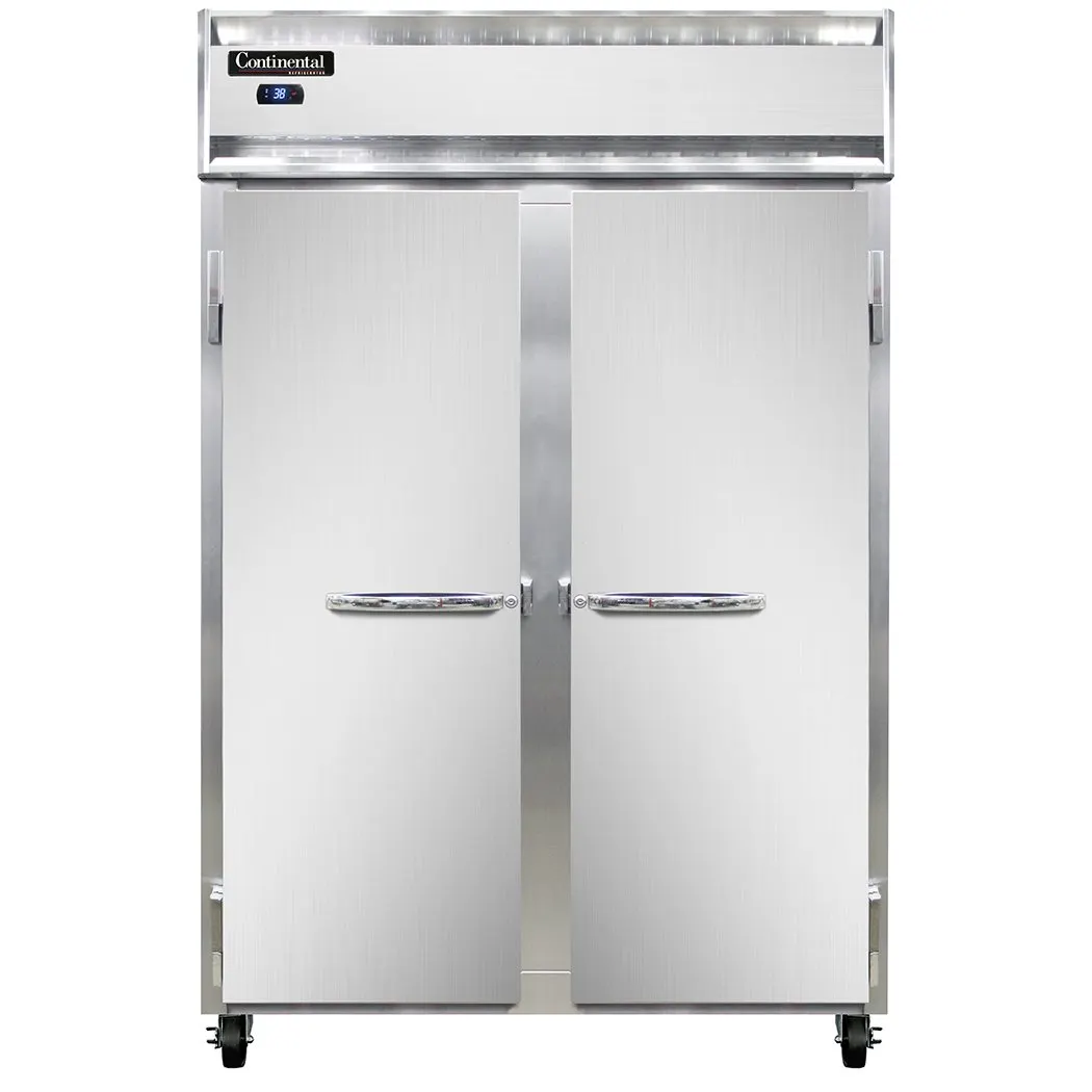 Continental Refrigerator 2RSN 52" 2-Section Reach-In Refrigerator w/ 2 Solid Doors, Stainless Steel Front Aluminum Exterior, 32 cu.ft.